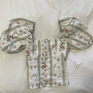 NWT Reformation Linen Floral Top